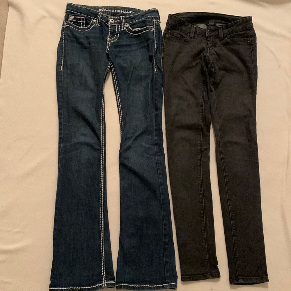 “The Road Is Paved In Blue” Two Pairs of Blue Asphalt Jeans